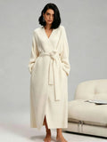 [DOUX et moelleux] Peignoir polaire double face pour femme | Vêtements de détente en peluche épais et longs | Pyjama chaud en flanelle pour l'automne et l'hiver | Doux, confortable et portable à l'intérieur et à l'extérieur