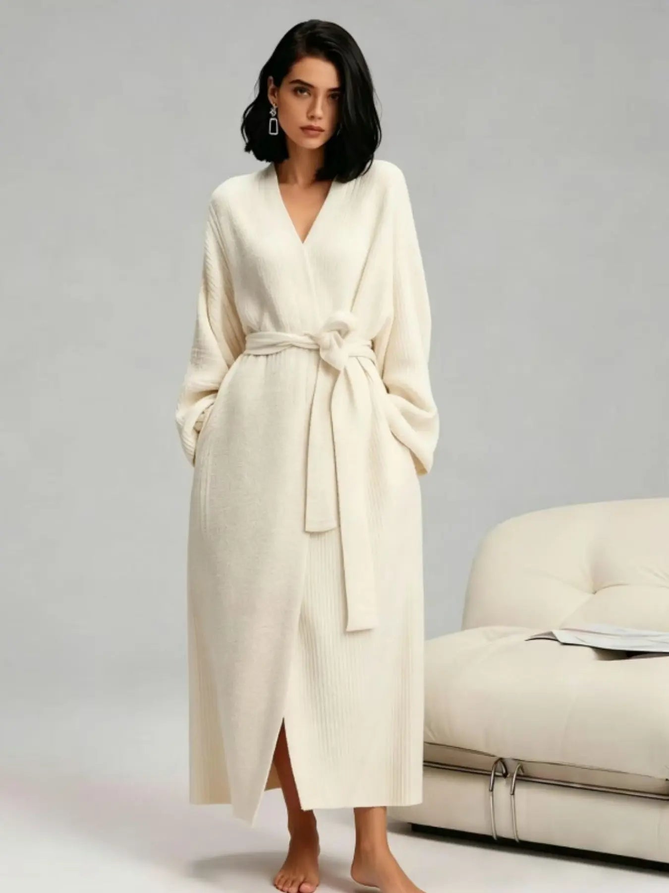 [DOUX et moelleux] Peignoir polaire double face pour femme | Vêtements de détente en peluche épais et longs | Pyjama chaud en flanelle pour l'automne et l'hiver | Doux, confortable et portable à l'intérieur et à l'extérieur