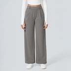 Pantaloni da Lavoro a Vita Alta con Tasche e Gamba Dritta, Abiti Business Casual da Donna, Abbigliamento Sportivo e da Esterno da Donna