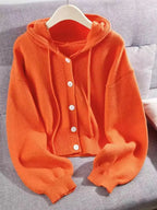 Felpa con cappuccio nuova collezione Autunno/Inverno, morbida e confortevole, giacca in maglia stile pigro con design unico e casual, elegante top a maniche lunghe