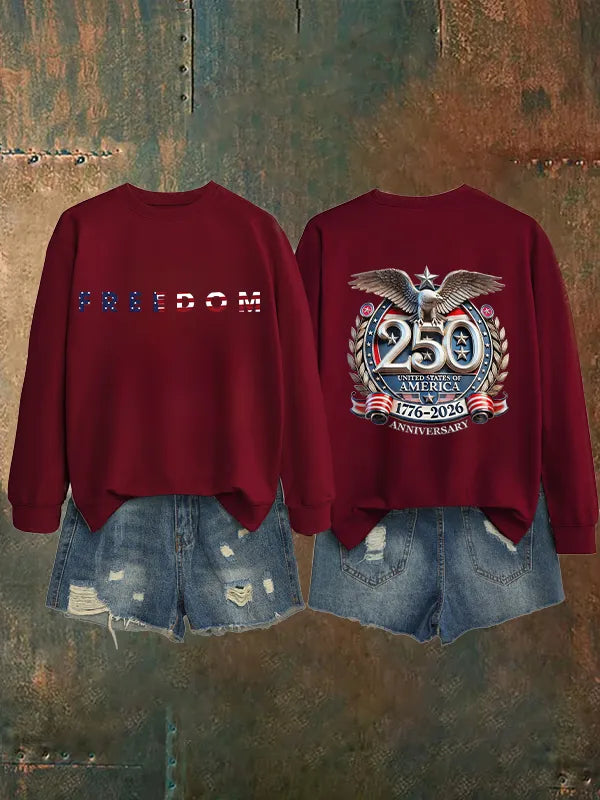 Felpa stampata "250° anniversario americano" da donna