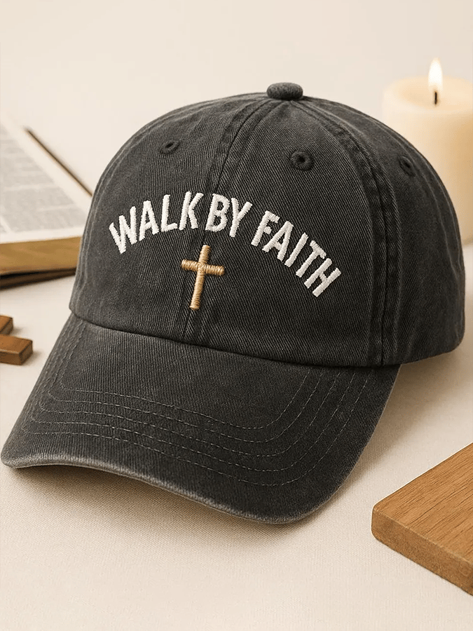Cappello unisex in cotone lavato con stampa Faith