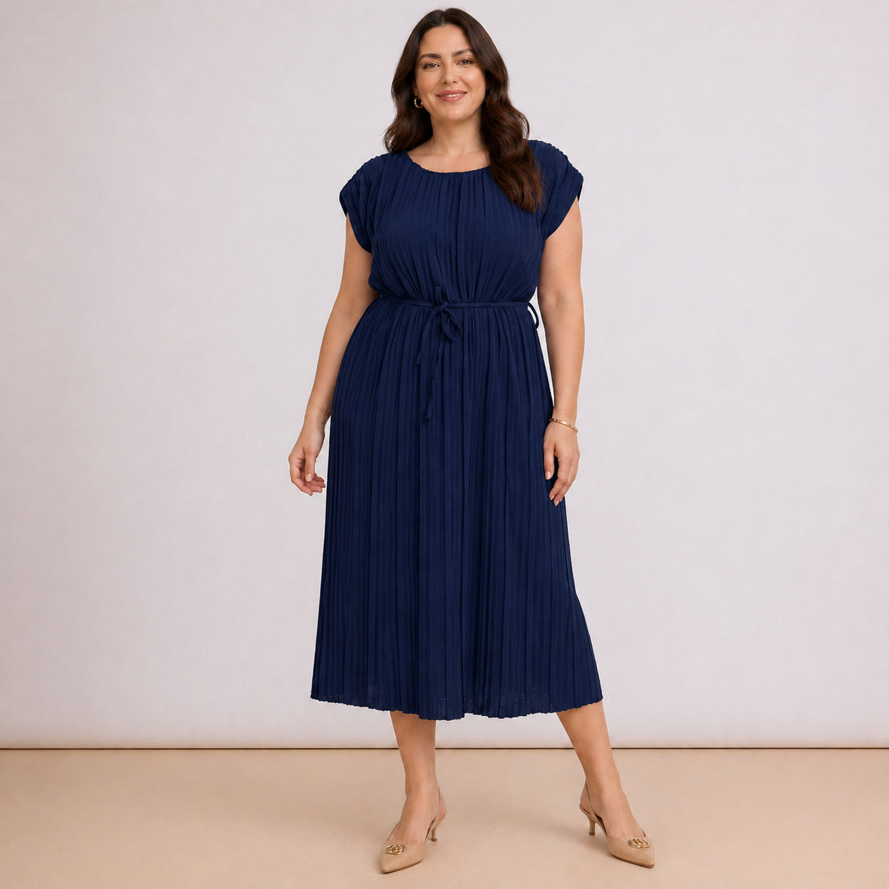 [2026.COUTURE] Vestito Plissè Con Spallina