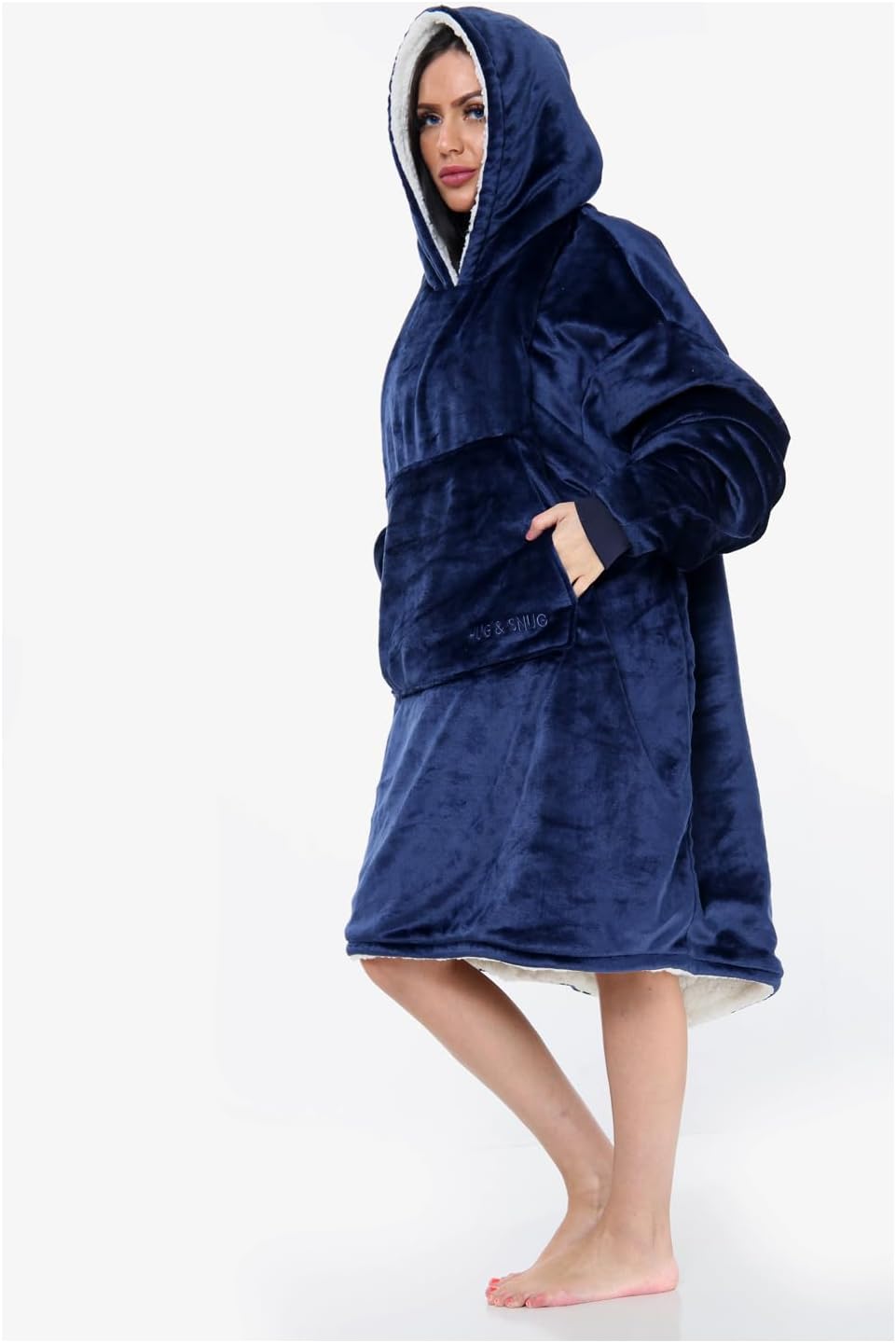 Couverture Sweat à Capuche Géante Homme Femme, Polaire Sherpa Ultra Douce Chaude Confortable Portable, Plaid Couverture à Manches pour Adultes Ados avec Grande Poche