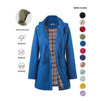 Trench-coat à capuche zippé de couleur unie pour femme, à cordon de serrage, manches longues, imperméable, coupe-vent, doux, confortable, décontracté, adapté au printemps, à l'automne, aux tenues quotidiennes et aux sorties