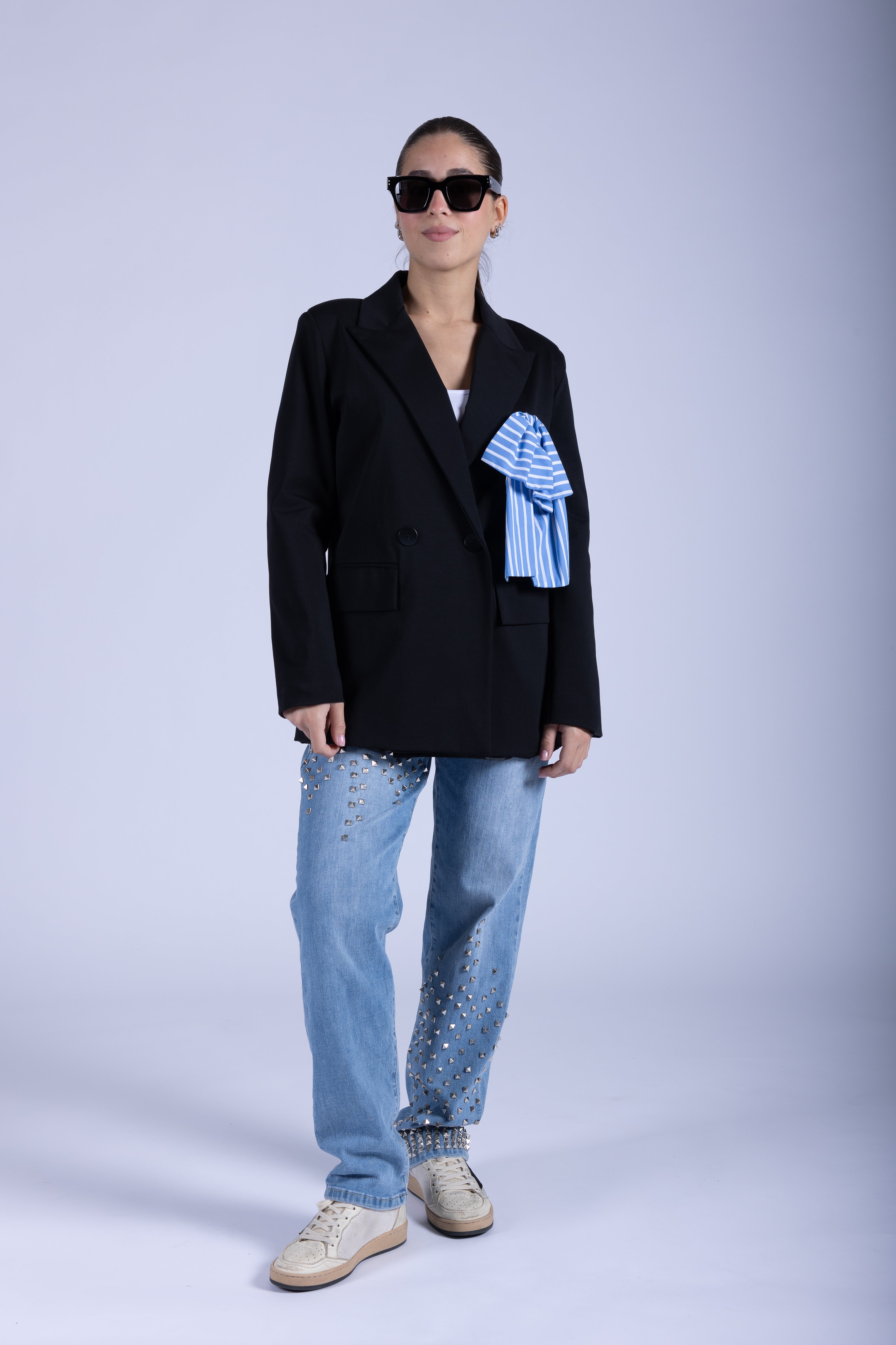 DOUBLE BREASTED BLAZER WITH BOW
