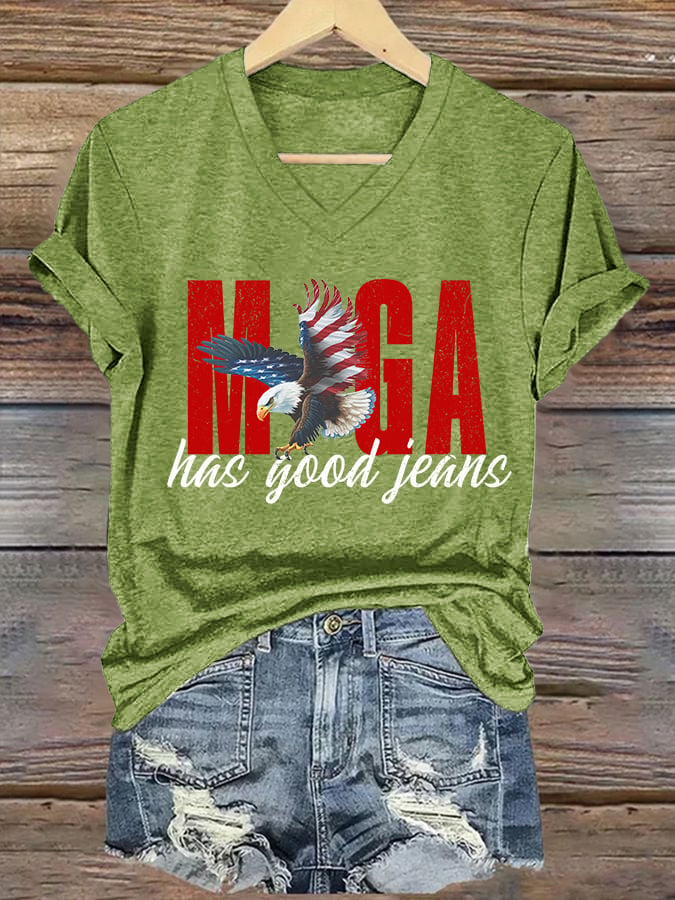 🔥Acquista 3 e ottieni il 15% di sconto🔥T-Shirt con Stampa Jeans Retrò con Scollo a V