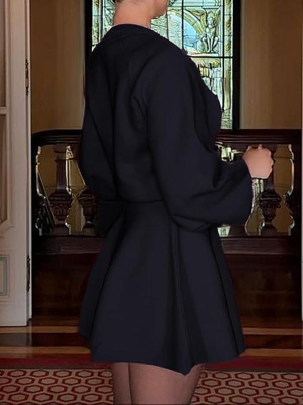 Robe pull décontractée à col mi-montant et manches longues pour femme, robe pull ample de couleur unie, mode automne et hiver