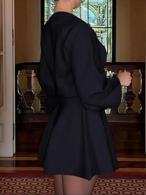 Vestito in maglia da donna casual a maniche lunghe con collo a mezza altezza, abito maglione a tinta unita dalla vestibilità ampia, moda autunno e inverno