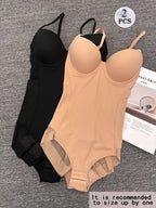 Ensemble Bodysuit Amincissant Froncé pour Femme, Design Fin Sans Bretelles, Parfait pour les Robes de Soirée, Sous-vêtement Confortable Toutes Saisons