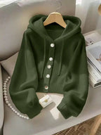 Felpa con cappuccio nuova collezione Autunno/Inverno, morbida e confortevole, giacca in maglia stile pigro con design unico e casual, elegante top a maniche lunghe