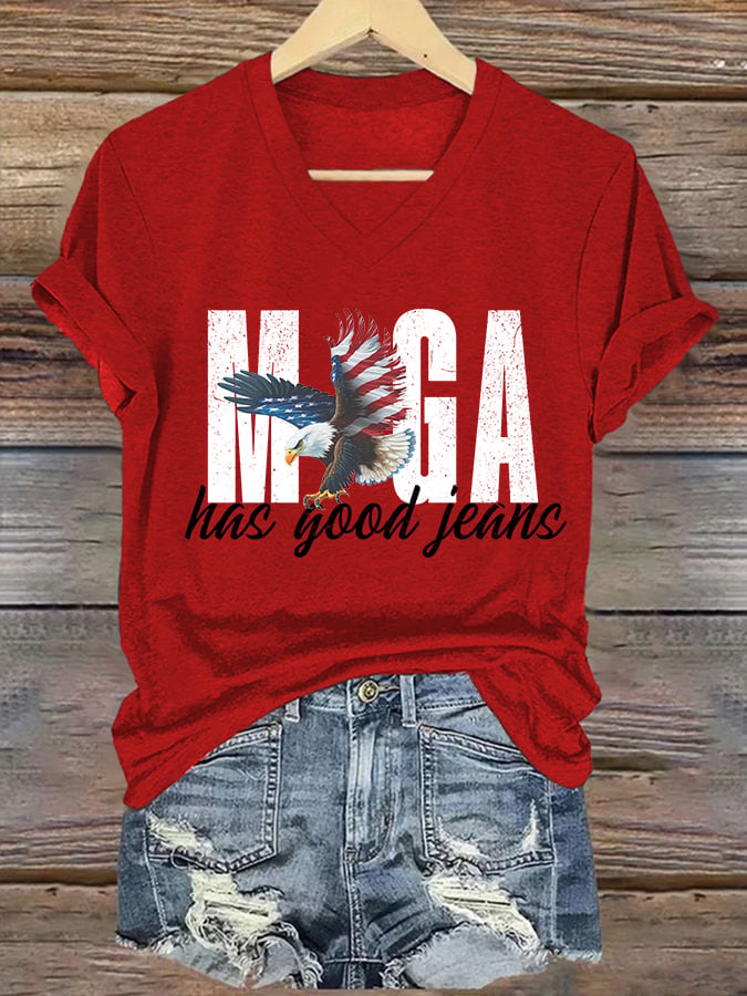 🔥Acquista 3 e ottieni il 15% di sconto🔥T-Shirt con Stampa Jeans Retrò con Scollo a V