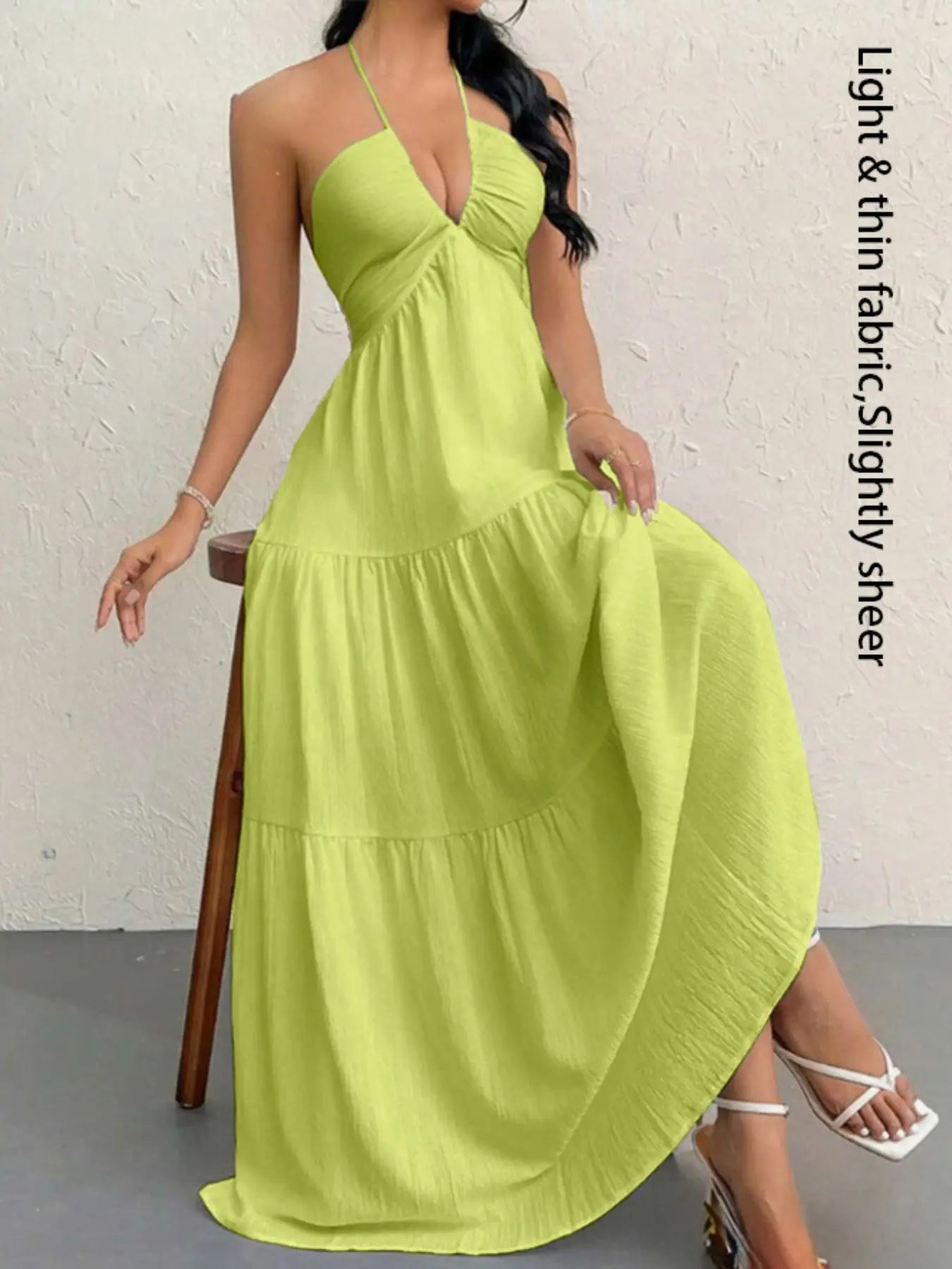 Robe unie pour femme, vêtements d'été pour femme, robe décontractée sans manches et dos nu pour les vacances à la plage, vêtements d'été pour femme