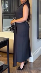 Robe décontractée unie à col en V pour femmes avec du tempérament