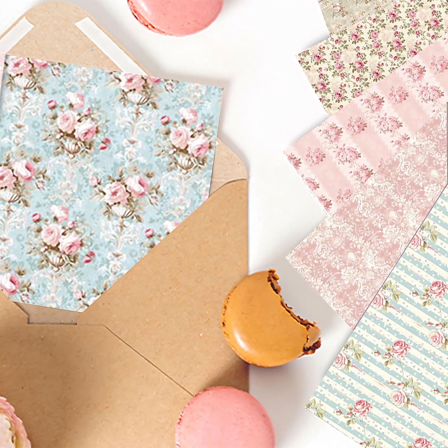 48 Sheets Scrapbook Paper 48 Designs Patterned Paper, 12 x 12 Inch Pink Floral Background Decorative Paper for DIY Album Decoupage Scrapbooking Card Making