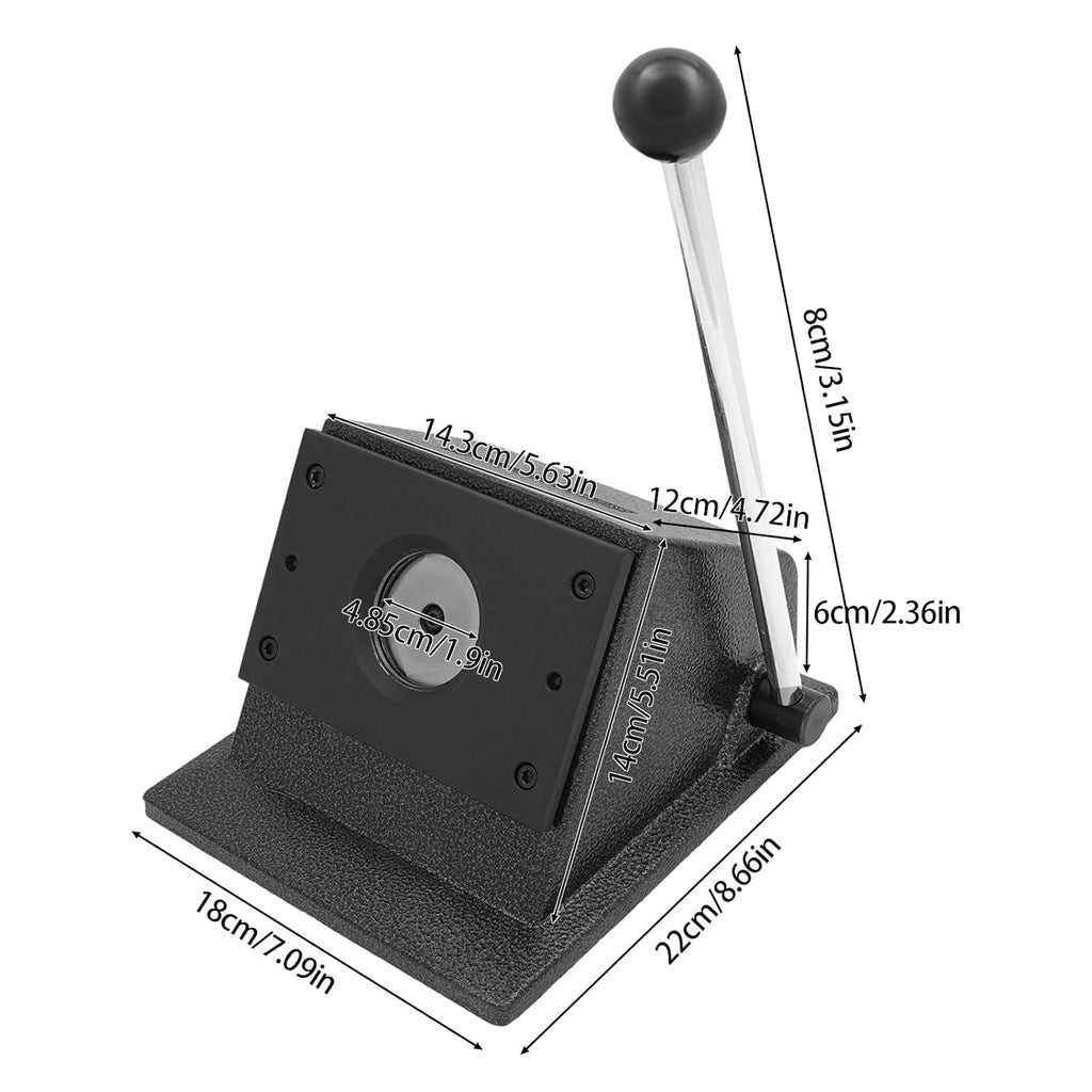 1.46" /37mm Button Paper Cutter, 1.9"/48.5mm Cutting Hole Dia. Round Punch Die Cutter, Professional Badge & Medal Cutting Machine, Manual Circle Cutter for Paper, Cardboard & Thin Leather