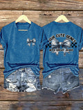 🔥Compra 3 e ottieni il 15% di sconto🔥T-shirt stampata vintage girocollo con la scritta "Your Cute Genes With Great Jeans"
