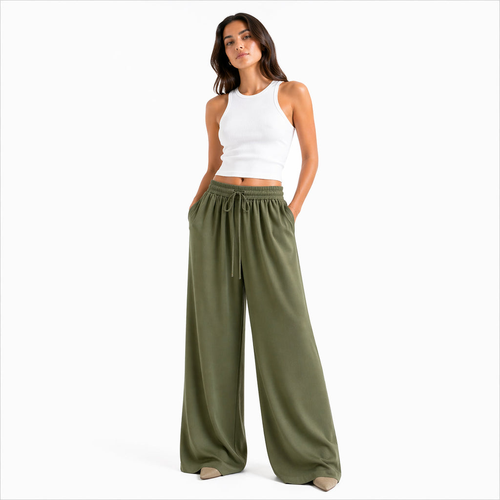 Fluid palazzo trousers – Elegant wide cut, elasticated waist