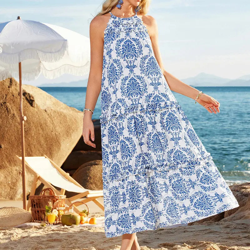 Robe florale, style bohème décontracté, tenue d'été quotidienne