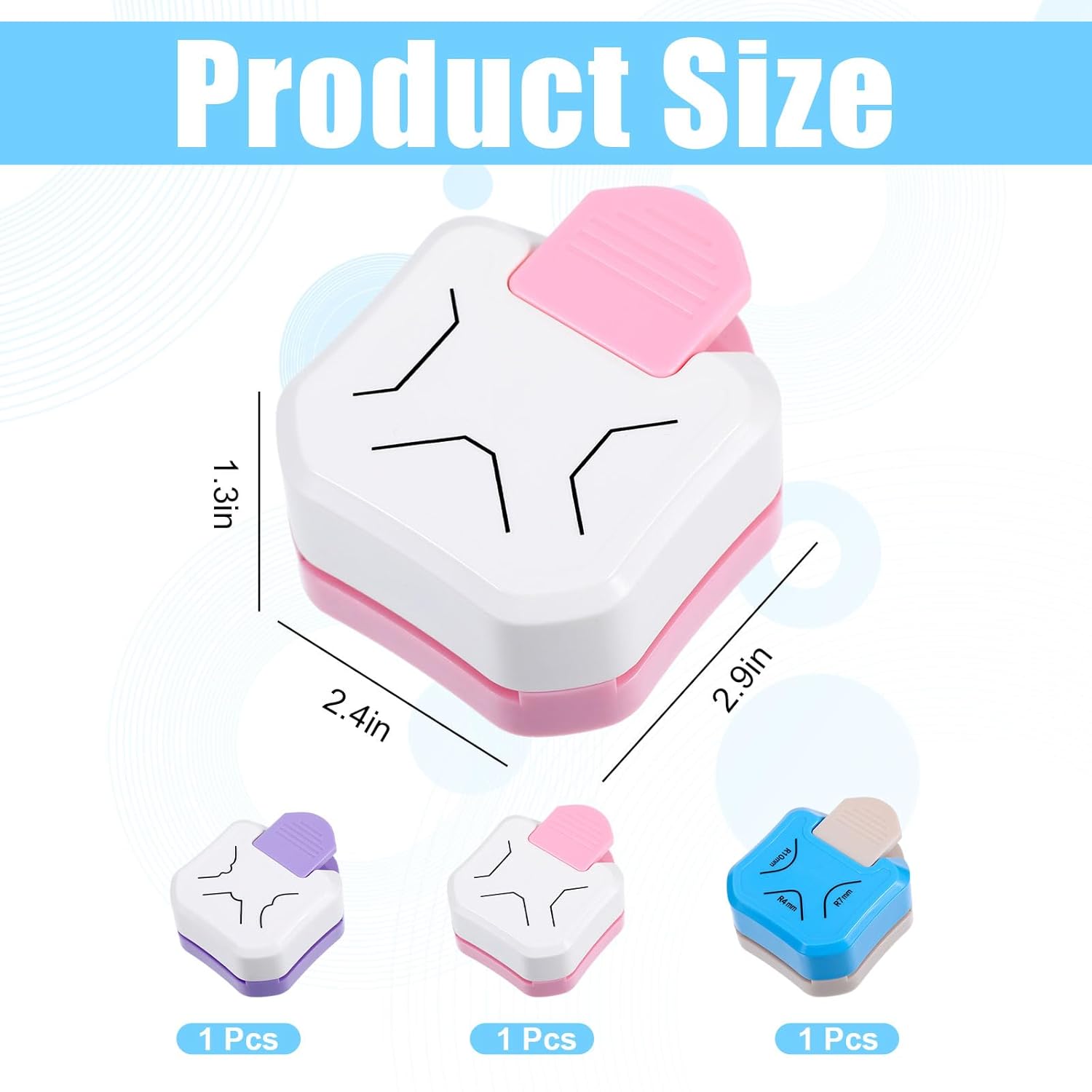 3 Pcs Paper Corner Rounder Punch, 3 Hole Punch Paper Cutter 3 in 1, Corner Cutter Rounder for Cardstock Scrapbooking Scrapbook Supplies, Photo Corners Hole Puncher for Crafts Journaling Supplies