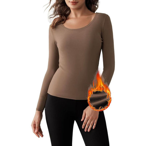 Maglia Termica a Maniche Lunghe da Donna Foderata in Pile, Canotta Intima Ultraleggera per Climi Freddi