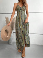 Women's ethnic print backless camisole dress
