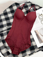 Body Gainant Amincissant Dos Nu Décolleté Plongeant pour Femme, Tailles XS-XXL, Style Décontracté, Design Uni, Portable Toute Saison