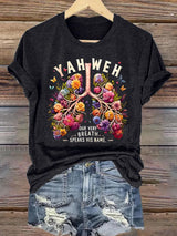 Women'S Casual Short-Sleeve T-Shirt With Lung Cancer Awareness Print "Every Breath Is Connected To Faith"
