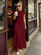 Maxi Abito A-Line Senza Maniche Slim-Fit