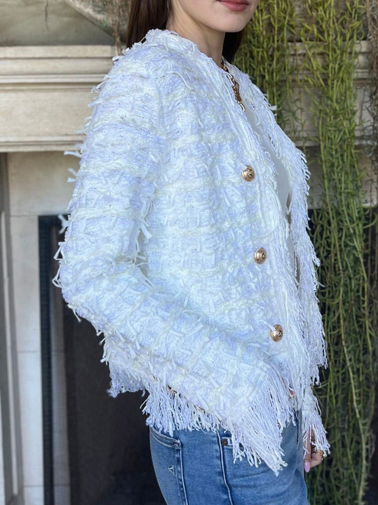 Veste cardigan élégante à pompons pour femme