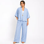Ensemble femme oversize fluide 2 pièces – Kimono manches larges & pantalon taille élastique – Look chic confortable
