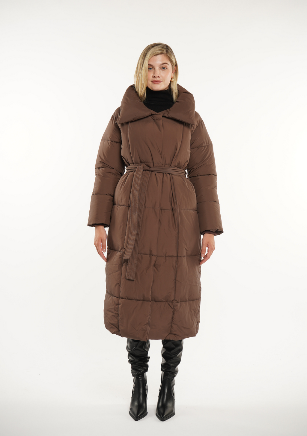 Veste longue boutonnée ceinturée, déperlante