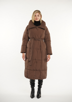 Veste longue boutonnée ceinturée, déperlante