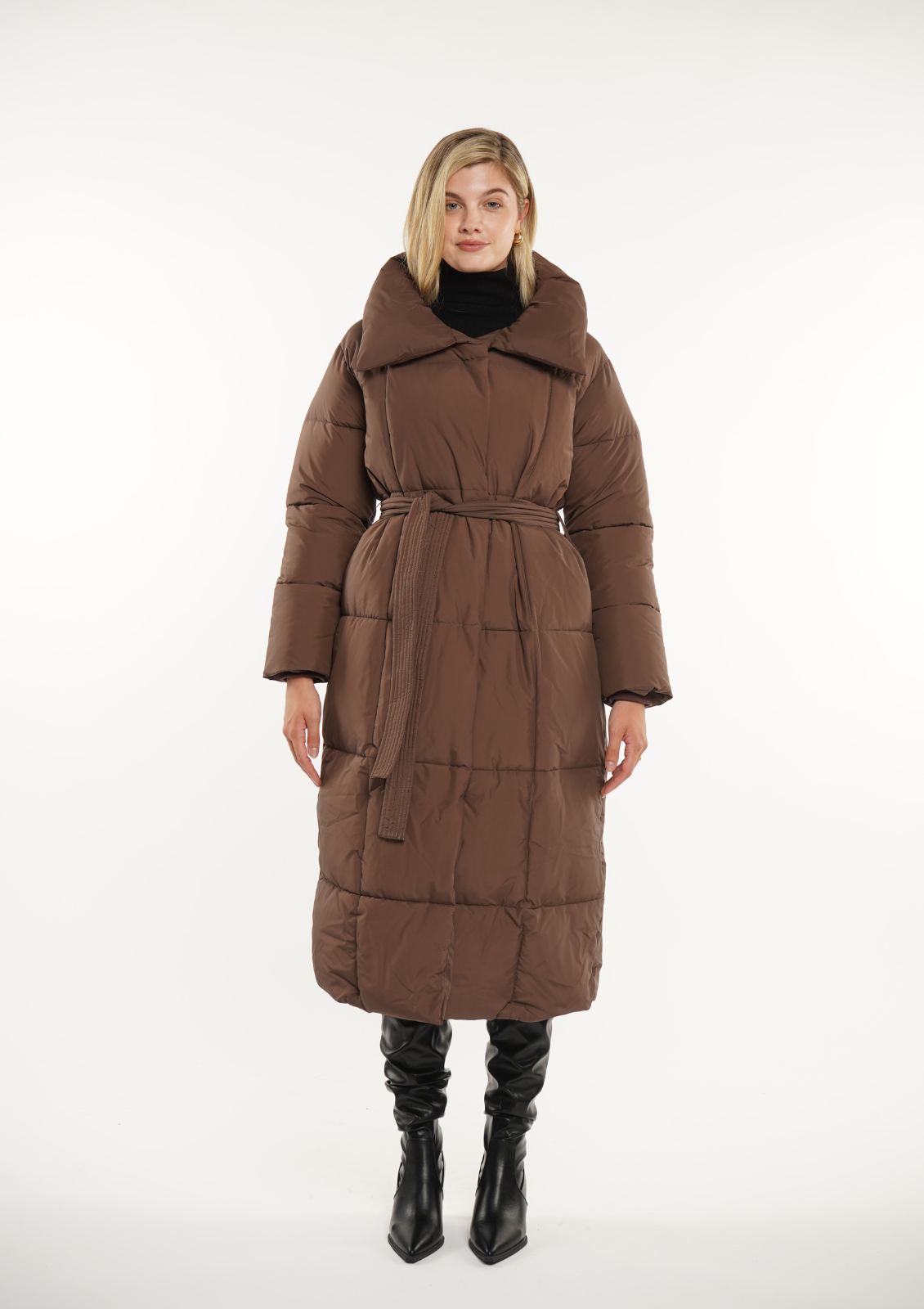 Veste longue boutonnée ceinturée, déperlante