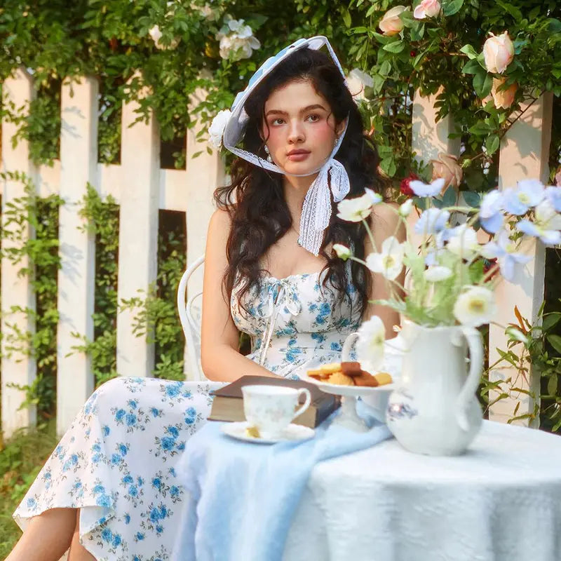 Robe longue d'été de style corset milkmaid sans manches à bretelles pour femme