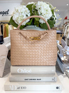 Sac à main de créateur avec détails dorés infinis tissés (11 coloris)