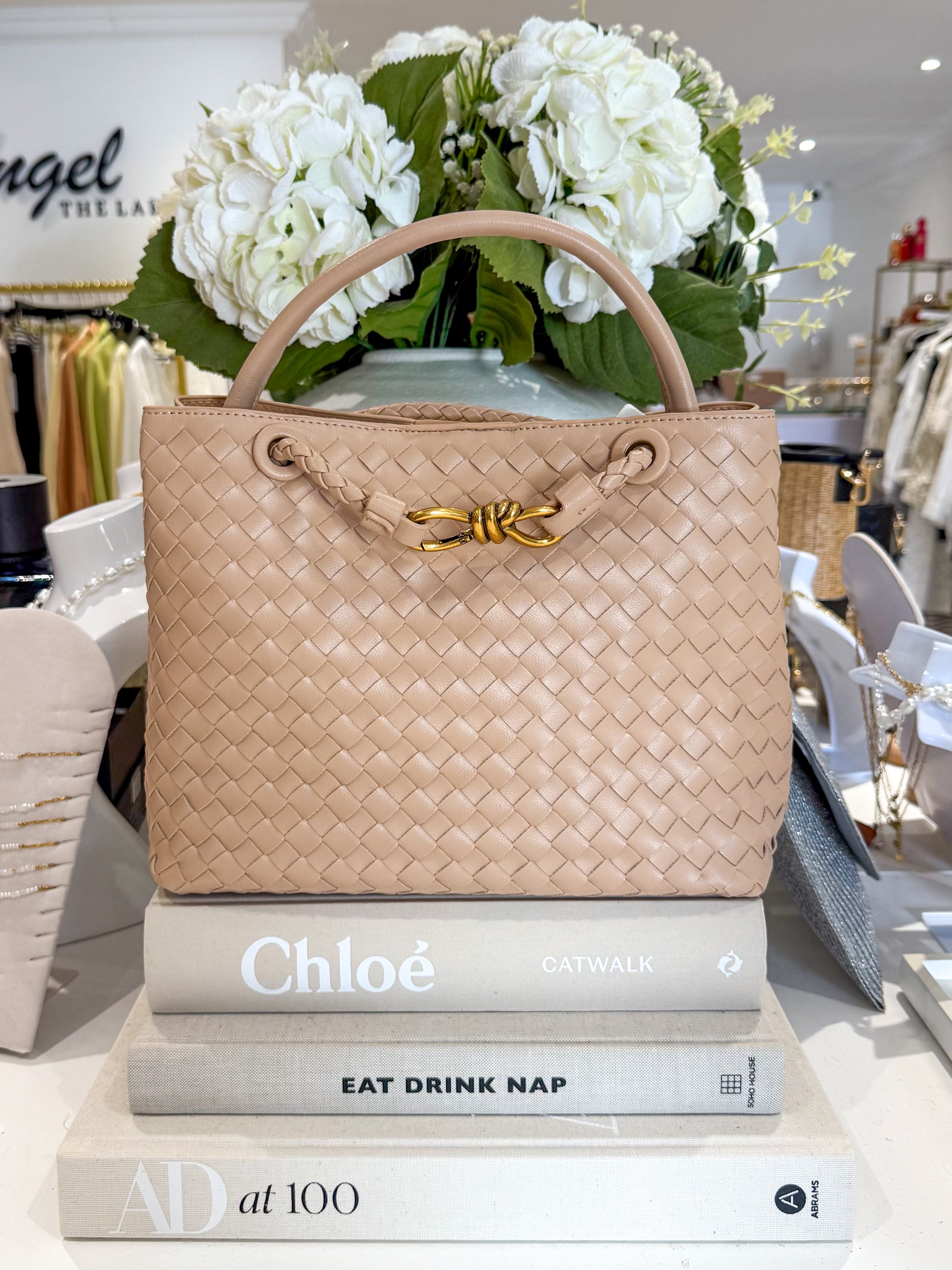 Sac à main de créateur avec détails dorés infinis tissés (11 coloris)