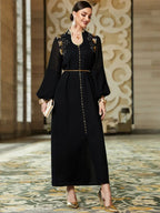 Robe perlée faite à la main pour femme, robe longue confortable et tendance, tenue de soirée élégante, vêtement d'intérieur stylé