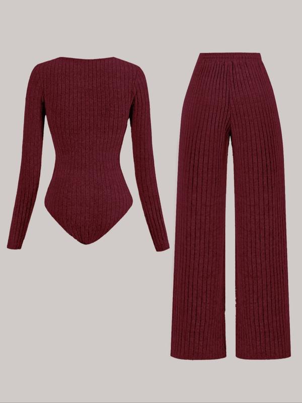 Ensemble salopette en molleton côtelé de couleur unie coupe slim pour femme, pantalon large, tissu confortable et tendance pour le quotidien
