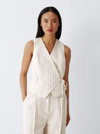 Ensemble 2 pièces pour femme (débardeur sans manches rayé ou uni et pantalon large taille haute)