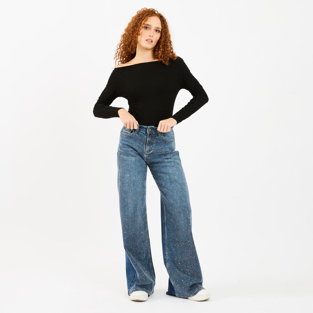 [2026.NOHO] Jeans Palazzo Con Brillantini