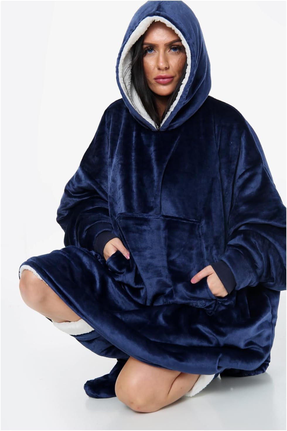 Couverture Sweat à Capuche Géante Homme Femme, Polaire Sherpa Ultra Douce Chaude Confortable Portable, Plaid Couverture à Manches pour Adultes Ados avec Grande Poche