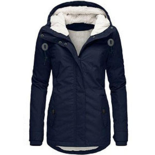 Parka d'hiver en coton épais avec doublure en polaire, manteau chaud à capuche mi-long, coupe ajustée, manches longues, en fausse fourrure noire, pour un style élégant et décontracté - Vestes