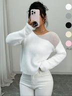 Pull uni pour femme, pull décontracté à manches longues pour l'automne et l'hiver, tricot confortable pour femme à porter au quotidien ou en soirée