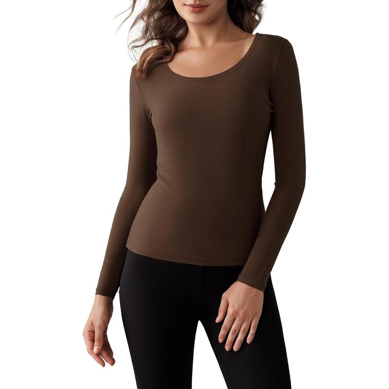 Haut thermique à manches longues pour femme, doublure en polaire, sous-vêtement ultra doux, couche de base pour femme par temps froid