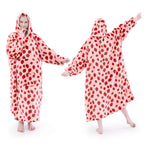 Coperta Indossabile con Cappuccio Oversize in Pile Sherpa, Felpa con Cappuccio con Maniche, Coperta con Cappuccio Accogliente e Gigante Extra Lunga per Adulti Donna Regalo Invernale (Fragola)