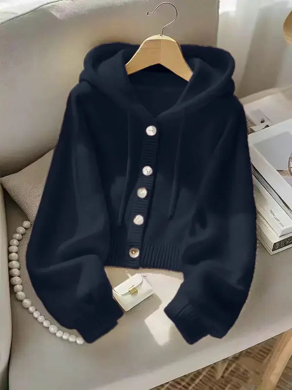 Felpa con cappuccio nuova collezione Autunno/Inverno, morbida e confortevole, giacca in maglia stile pigro con design unico e casual, elegante top a maniche lunghe