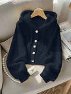 Felpa con cappuccio nuova collezione Autunno/Inverno, morbida e confortevole, giacca in maglia stile pigro con design unico e casual, elegante top a maniche lunghe