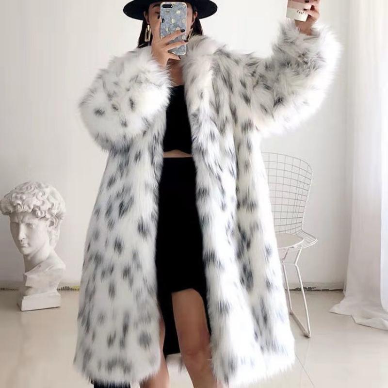 Nuovo Cappotto da Donna Imbottito con Collo a Revers in Pelliccia Sintetica di Volpe Spesso