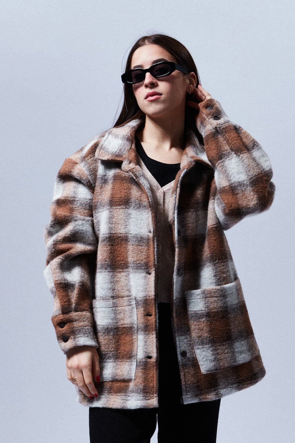 Wool checked coat